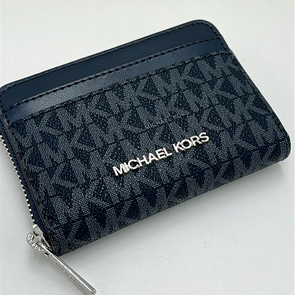Michael Kors Women Medium Logo Zip Around Card Case Coin Pouch Wallet Admiral Ml - Picture 12 of 12